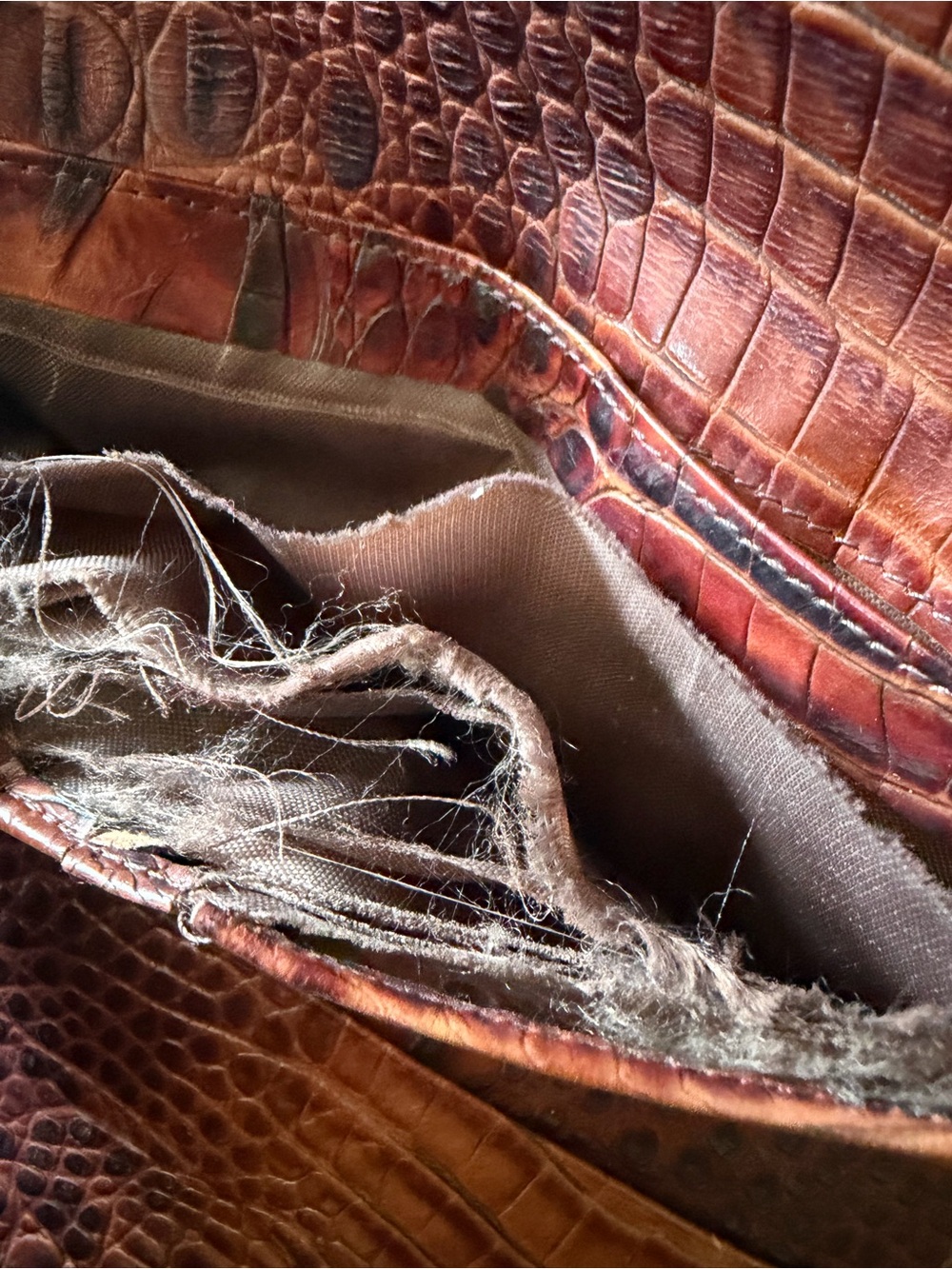 Old Brahmin Cognac Croc-Embossed Leather Continental Wallet - Picture 8 of 11
